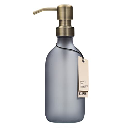 Kuishi Grey Matte Amber 300 ml Seifenspender aus Glas mit Goldener Edelstahlpumpe, umweltfreundlich, Dekorationswerkzeug von Kuishi