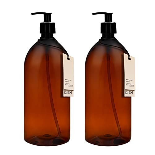 Set von zwei Bernstein braun Kunststoff Flasche Seifenspender Flasche von kuishi, plastik, bernsteinfarben, 1000 ml von Kuishi