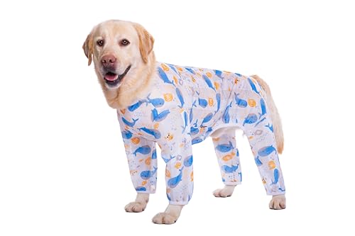 Kukaster Pet Hunde-Shirts Anti-Lecken, dünnes kühles atmungsaktives Mesh, Sommer Kleidung für große Hunde, Hundebody Nach Op Hündin Rüde Kastration Wundschutzanzüge für Hund, Delfine Size 26 Kukaster Pet Hunde-Shirts Anti-Lecken, dünnes kühles atmungsaktives Mesh, Sommer Kleidung für große Hunde, Hundebody Nach Op Hündin Rüde Kastration Wundschutzanzüge für Hund, Delfine Size 26 von Kukaster Pet