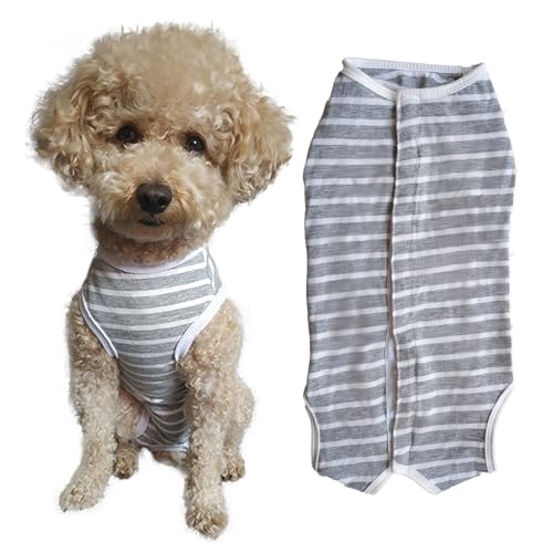 Kukaster Pet Hundebody Nach Op Hündin Rüde Kastration Wundschutzanzüge für Hund, Nylonschnalle für Haarausfall, Allergien, Rasur, DRS01, Grey White Streifen, XL Kukaster Pet Hundebody Nach Op Hündin Rüde Kastration Wundschutzanzüge für Hund, Nylonschnalle für Haarausfall, Allergien, Rasur, DRS01, Grey White Streifen, XL von Kukaster Pet