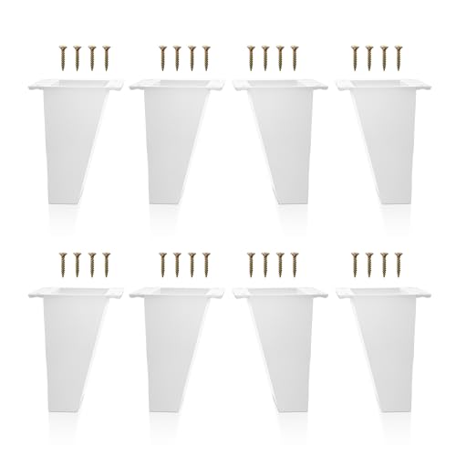 Kukicu Möbelfüße Weiß - Beine für Möbel Schräg - 4er Set - Höhe: 120mm - Material: ABS-Kunststoff - Skandinavisches Design - Schrauben Inklusive (8 Stück) von Kukicu