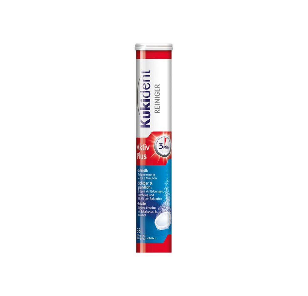 Kukident Aktiv Plus Express Reinigungstabletten (33-St. Für Zahnersätze - Schnelle & gründliche Reinigung) von Kukident
