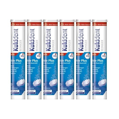 Kukident Aktiv Plus Reinigungstabletten - Tabs zur Reinigung von Zahnersatz, Zahnprothese & Gebiss - 6 x 33 Tabletten Kukident Aktiv Plus Reinigungstabletten - Tabs zur Reinigung von Zahnersatz, Zahnprothese & Gebiss - 6 x 33 Tabletten von Kukident
