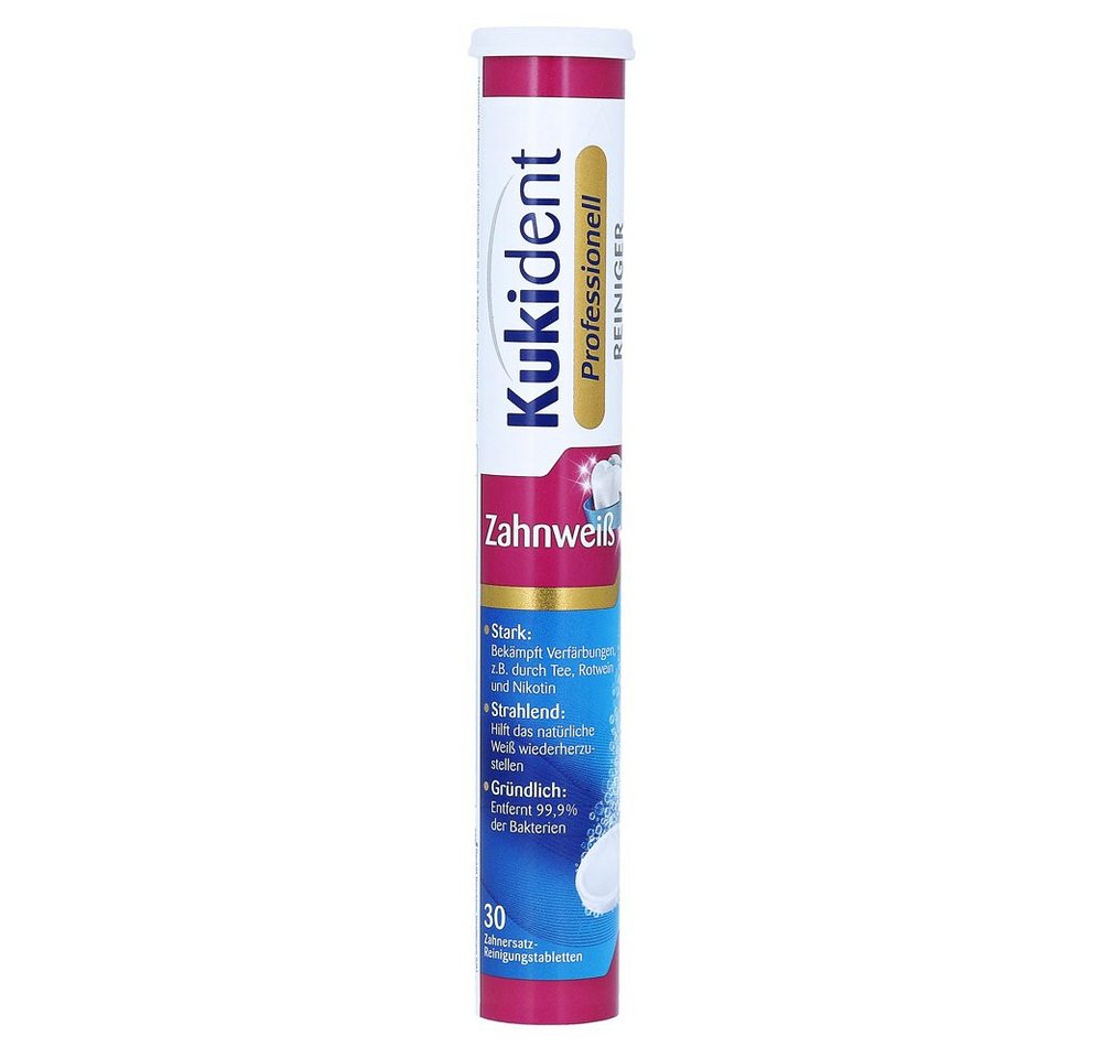 Kukident Zahnweiß Professional Reinigungstabletten (für Zahnersätze, [30-St. Entfernt 99,9% der Bakterien) von Kukident