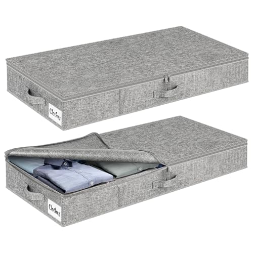 Kukikan Unterbett-Aufbewahrungsbox 2er-Set – Flache, 11.5cm Slim Low Profile Underbed Clothes Storage Organizer for Dorm & Home, Use for Blanket and Toy Storage Box W/Sturdy Bottom/Sides Kukikan Unterbett-Aufbewahrungsbox 2er-Set – Flache, 11.5cm Slim Low Profile Underbed Clothes Storage Organizer for Dorm & Home, Use for Blanket and Toy Storage Box W/Sturdy Bottom/Sides von Kukikan