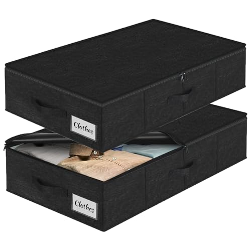 Kukikan Unterbett-Aufbewahrungsbox 2er-Set – Flache, Low Profile Foldable Underbed Clothes Storage Organizer W/Ultra Thick Fabric and Sturdy Bottom/Sides, Dual Zipper Storage Box for Dorm and Home Kukikan Unterbett-Aufbewahrungsbox 2er-Set – Flache, Low Profile Foldable Underbed Clothes Storage Organizer W/Ultra Thick Fabric and Sturdy Bottom/Sides, Dual Zipper Storage Box for Dorm and Home von Kukikan