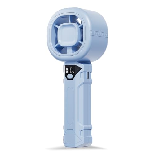 Kukiwhy Handventilator Tragbarer Mini Ventilator mit Digitalanzeige klein USB Ventilator Akku Aufladbar Wiederaufladbar Hand Ventilatoren Für Reisen Büro Zuhause Draußen Geschenke für Frauen Männer von Kukiwhy