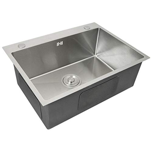 Edelstahl Küchenspüle Einbauspüle Eckig Spüle Spülbecken mit Ablaufzubehör-Set 60cm von KuKoo
