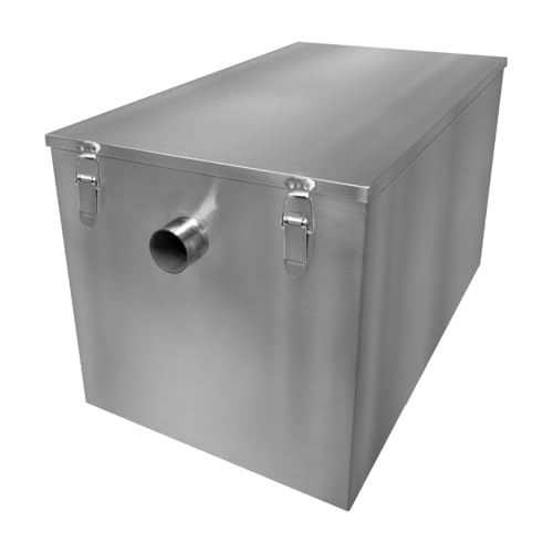 Gastro Fettabscheider Ölabscheider 120L Fettseparator Abwasser Küchenspüle Edelstahl Fettfilter Filter Fett Öl Wasser Restaurant Küche Imbiss Hotel Café 50mm Einlass Auslass Kompakt 41 H x 45 B x 65 T von KuKoo