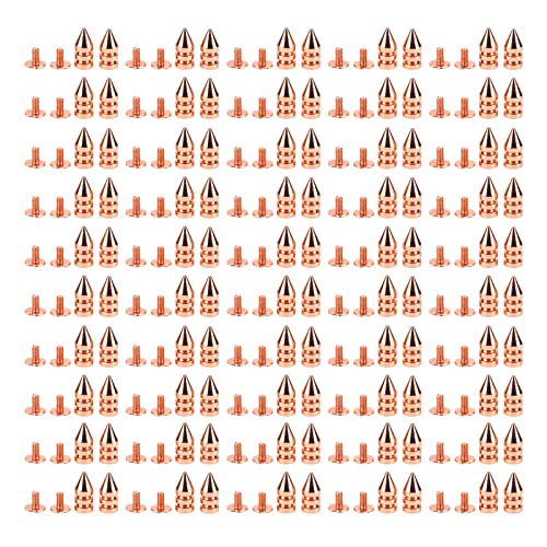100 Sets Kegelspikes, Kegelspitzen Schraubpfutter, Messing Leder Bastelnietschrauben für DIY -Lederhandwerk und Kleidung (7 * 15 mm) von Kukyller