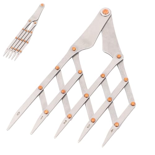 2 Punkt gleicher Abstand Messanlyer, Edelstahl gleichbleibig gleiches Raumteiler Lineal -Werkzeug für Ledergürtel, die gleichermaßen beabstandete Punkte (5 Zähne ohne Schloss) von Kukyller