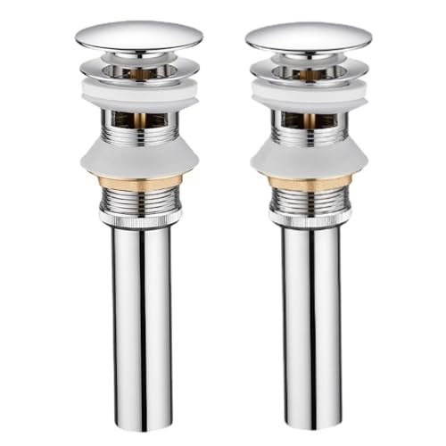 2pcs Badewaschbecken Stopper Haarfänger, Pop -up -Spüle Abflusssieb Set Kupferchrombeschichtung Ersatzabdeckung von Kukyller