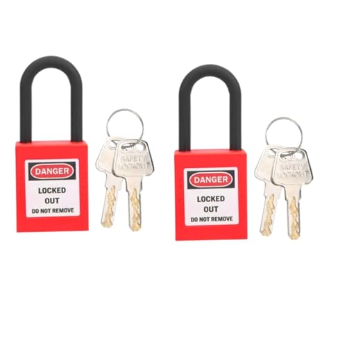 2pcs Lockout Tagout Sicherheitsvorhängeschloss, 38mm Lock -Out -Markierende und Keys Nylon Industrial Engineering Isolation Sicherheitsanwendungen (Rot) von Kukyller