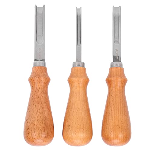 3pcs Lederkante Skiving Gräuer -Werkzeug -Set, Lederkante Trimmer mit Holzgriff für DIY -Handwerk von Kukyller