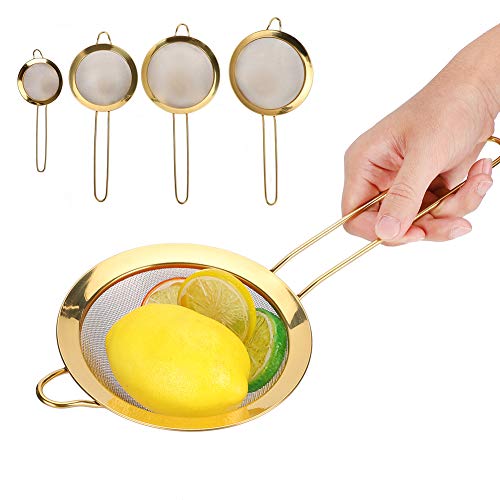 4 Stück Edelstahl Feine Maschen Siebe, Mehl Siebe mit Griff Sieb Sieb Küchengeräte Werkzeug für Mehlsaft Tee Pasta von Kukyller