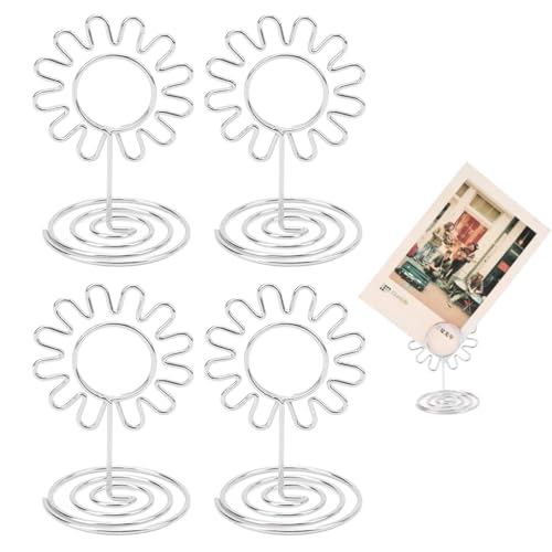 40 Stück Tischnummernhalter, Mini-Tischkartenhalter, Sonnenblumen-Tischnummernständer für Hochzeitstagsfeiern (Silver) von Kukyller