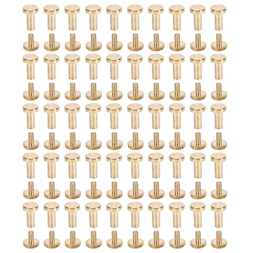50 Sets Messingschrauben Nieten, Schlitzblatt -Kopfschrauben für Lederhandwerksburkenschuhschuhe Dekoration (10 mm / 0,39 Zoll) von Kukyller
