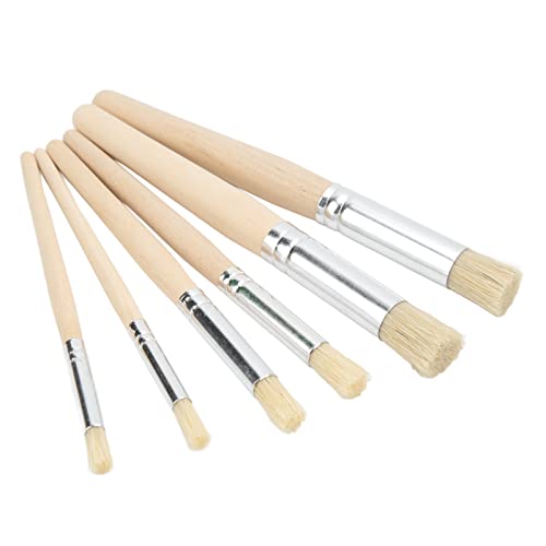 6Pcs Wooden Stencil Brushes, Wooden Template Multi Size Paint Brush Ergonomic Stencil Brush Set Painting Brushes for Watercolor Art Painting DIY Crafts von Kukyller