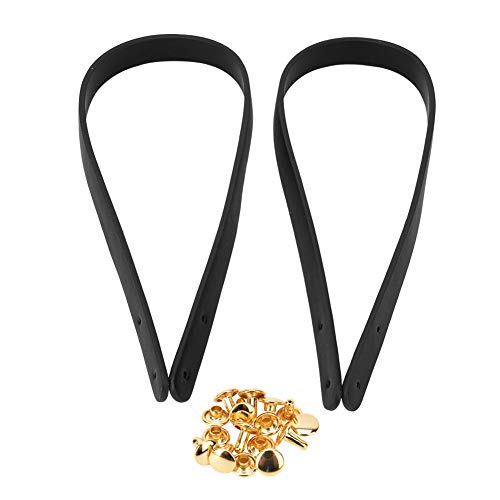 Bag Handgurte Set, 2pcs Bag Handgurt geteiltes Leder DIY Made Handtaschen -Teile mit 8 Sätzen leichter goldener Nieten für Schulterbeträge Herstellung Vorräte (Schwarz) von Kukyller