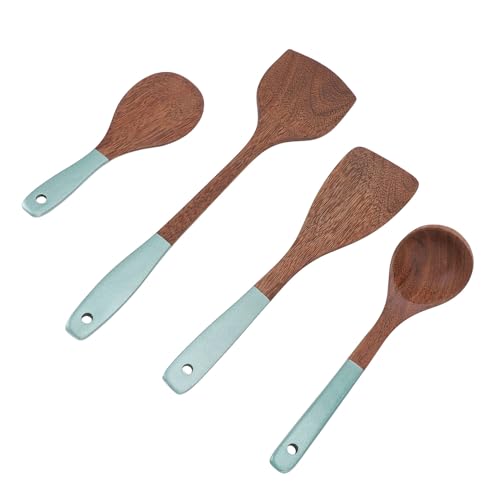 Holz löffel zum Kochen, Küchen utensilien aus Holz, Spatel-Ladle-Suppen-Löffel-Set mit hängenden Loch-Küchen-Gadgets (Style2) von Kukyller