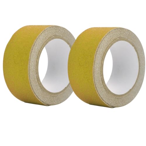 Kukyller 2 Rollen Anti -Schlupftraktionsband, farbenfrohe 2in x 16 Fuß PVC Anti -Schlupf Nicht -Skid -Klebeband Treppe Stufe Sicherheitsklebstoff für Teppichtreppen Sicherheitstufe Schritt (Gelb) von Kukyller