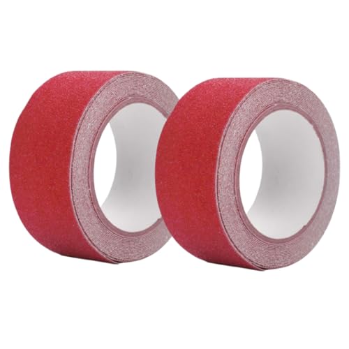 Kukyller 2 Rollen Anti -Schlupftraktionsband, farbenfrohe 2in x 16 Fuß PVC Anti -Schlupf Nicht -Skid -Klebeband Treppe Stufe Sicherheitsklebstoff für Teppichtreppen Sicherheitstufe Schritt (Rot) von Kukyller