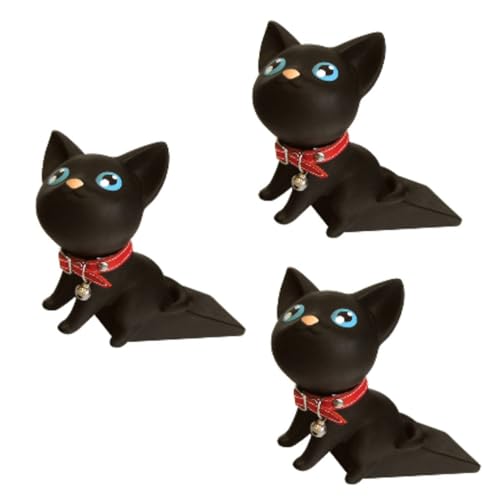 Kukyller 3 Stück Niedlicher Türstopper, Türkeil in Tierform, Dekoration für den Boden zu Hause und im Büro (Schwarze Katze) von Kukyller