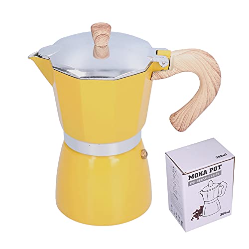 Kukyller 300 ml Herde Espressomaker, Herd Top Coffee Maker Kaffeemaschine Kaffeekanne (Gelb) von Kukyller