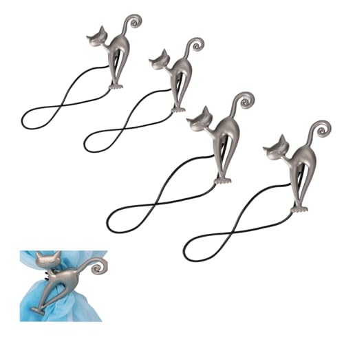 Kukyller 4PCS Magnetic Curtain Tiebacks Vorhanghalterscat Formklammern Zubehör Holdback Halter für Fenster Vorhänge Krawatten Clips Bildschirm Holdbacks Ringe für Home Office von Kukyller