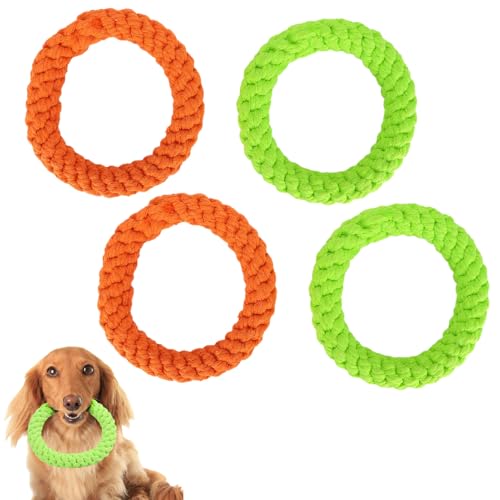 Kukyller 4pcs Hunde Seilspielzeug, kreisförmige Hundekauen Spielzeug Wattestäte Seile Welpentraining Ringe für Kinderreinigung Spiel und Training Kukyller 4pcs Hunde Seilspielzeug, kreisförmige Hundekauen Spielzeug Wattestäte Seile Welpentraining Ringe für Kinderreinigung Spiel und Training von Kukyller