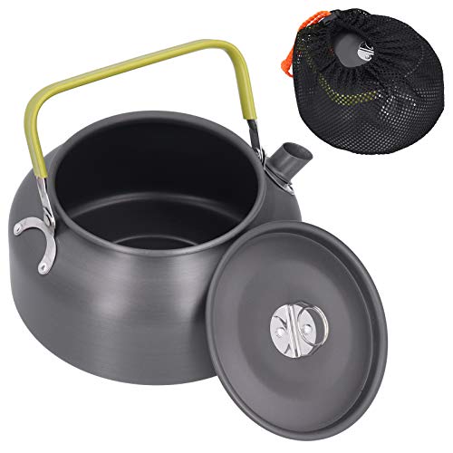 Kukyller Campingkessel im Freien, 1,2 l Aluminiumlegierung Teekessel Teekanne Kaffeekanne mit Tragetasche zum Wandern im Freien im Freien von Kukyller