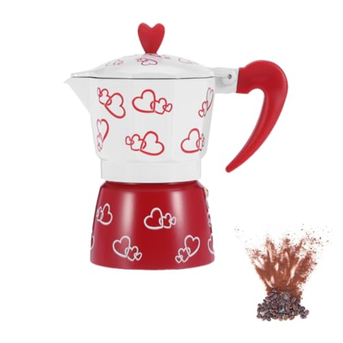 Kukyller Coffee Maker Pot,Aluminum Coffee Machine Vintage Mocha Kettle for Home and Camping (Red Heart Large) von Kukyller