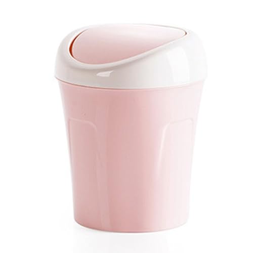 Kukyller Mini -Mülleimer, wiederverwendbarer Kunststoff Tiny Desktop Abfallmüllbehälter mit Schwungdeckel für Wohnzimmer Couchtisch (Rosa) von Kukyller