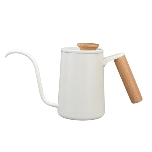 Kukyller Übergieß-Kaffeekessel, Teekanne mit Schwanenhals aus Edelstahl, Handkaffeemaschine mit Holzgriff und langem, schmalem Ausguss für Herd-Kaffeeausgusskannen (600 ml) von Kukyller