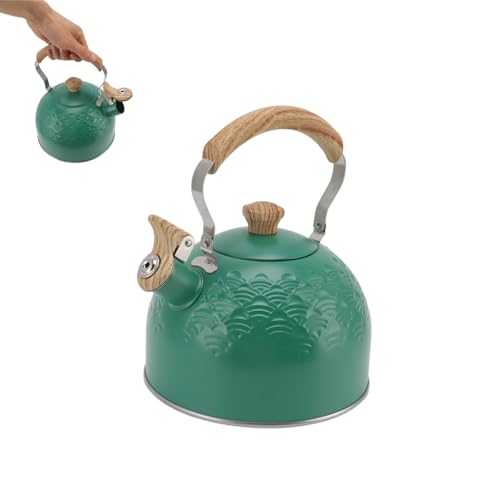Kukyller Whistling Tea Kettle for Stove Top,2.5l Green Stainless Steel Water Boiling Tea Coffee Heating Kettle with Handle for Home Kitchen von Kukyller