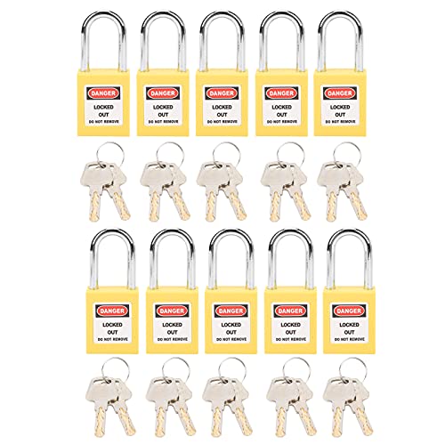 Lockout -Tagout -Schleusen Set, 10 Sets Loto -Schlösser 38mm Safety Lockout Padlock Nylon Industrial Engineering Isolierung mit 20 Schlüssel (Gelb) von Kukyller