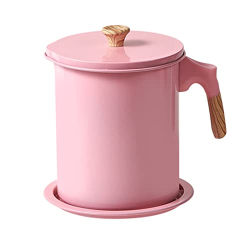 Ölsieb, 1,4 l Holzkorn filter topf Speiseöl behälter mit Sieb für Heim kantine (Rosa) von Kukyller