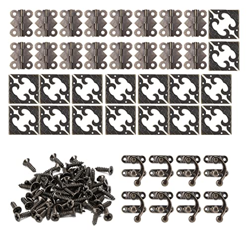 Schmuckschachtel Scharniere und Riegel, Holzschiffsscharniere Retro -Retro -Hardware -Kit mit Schrauben für Gehäusemöbelschrank Retro -Retro Schmuckschachtel Scharniere und Riegel, Holzschiffsscharniere Retro -Retro -Hardware -Kit mit Schrauben für Gehäusemöbelschrank Retro -Retro von Kukyller