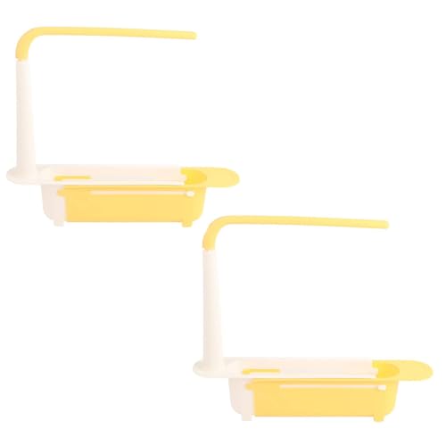Speak Organizer Rack, 2PCS große Kapazität Teleskopküche über dem Waschbecken Organizer mit Handtuchbügel für die Küche (Gelb) von Kukyller