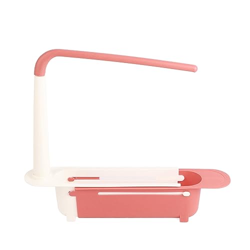 Speak Organizer Rack, 2PCS große Kapazität Teleskopküche über dem Waschbecken Organizer mit Handtuchbügel für die Küche (Rot) von Kukyller