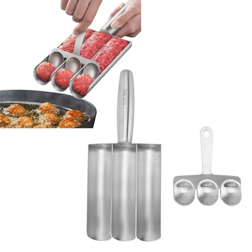 Triple Fleischbällchenhersteller, Fleischballerlöffel mit Schnittspaten Edelstahl -Fleischbällchenhersteller Kochwerkzeuge für schnellen Cooping Cookie -Teig Triple Fleischbällchenhersteller, Fleischballerlöffel mit Schnittspaten Edelstahl -Fleischbällchenhersteller Kochwerkzeuge für schnellen Cooping Cookie -Teig von Kukyller