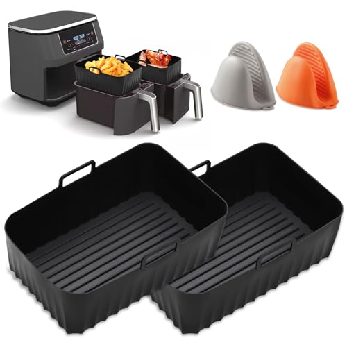 2 Pcs Airfryer Silikonform für Ninja AF400EU AF300EU 9.5L, Airfryer Zubehör für Ninja Foodi Max Dual Zone, Air Fryer Accessories für Innsky, Princess Heißluftfritteuse 2 Pcs Airfryer Silikonform für Ninja AF400EU AF300EU 9.5L, Airfryer Zubehör für Ninja Foodi Max Dual Zone, Air Fryer Accessories für Innsky, Princess Heißluftfritteuse von Kulamo