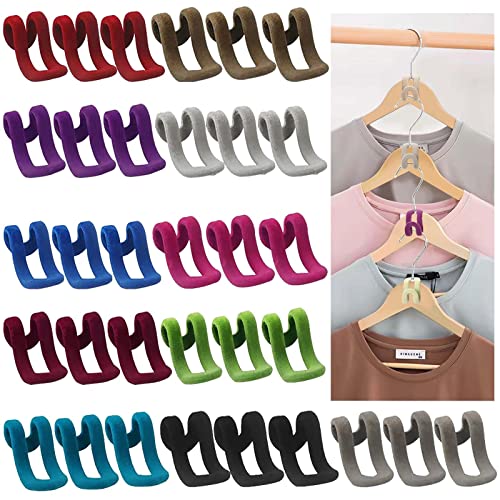 33Pcs Kleiderbügel Haken,Platzsparende Kleiderbügel Verbinder,Mini Beflockungshaken,Rutschfester Cascading Kleiderbügelhaken Anschlusshaken für Bügel Schrank Platzeinsparung von Kulannder