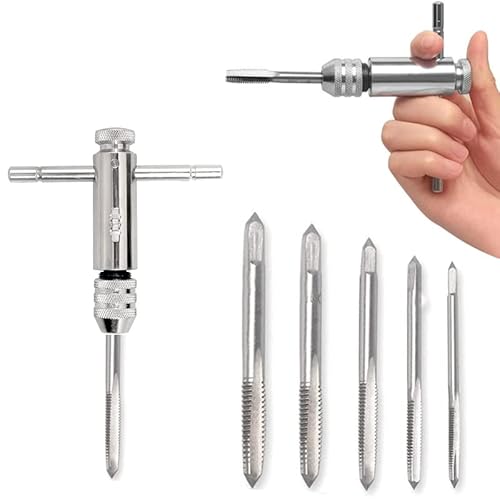 Gewindeschneidsatz,Gewindebohrer, Handgewindebohrer Satz,M3,M4,M5,M6,M8 Hand Gewindeschneider Set für Außengewinde,Gewindebohrer mit Verstellbaren T-Griff Windeisen Gewindeschneidsatz,Gewindebohrer, Handgewindebohrer Satz,M3,M4,M5,M6,M8 Hand Gewindeschneider Set für Außengewinde,Gewindebohrer mit Verstellbaren T-Griff Windeisen von Kulannder