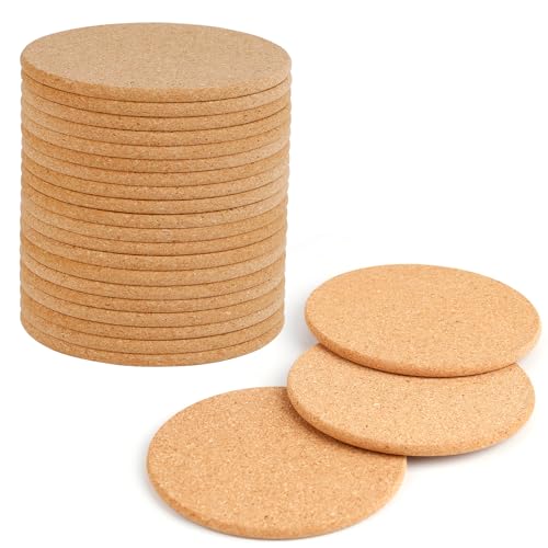 Untersetzer Kork Runde Retro Untersetzer Set von 20 untersetzer Holz Korkuntersetzer 10cm Untersetzer Gläser für Getränke Lustige Kaffee-Tee-Untersetzer Natur Geeignet für Home Restaurant Büro von Kulannder