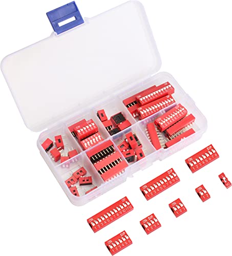 Zweireihiger Dip-Schalter Packung à 40pcs Rutschtyp Roter Kippschalter für Stromkreis, Breadboards und Arduino von Kulannder