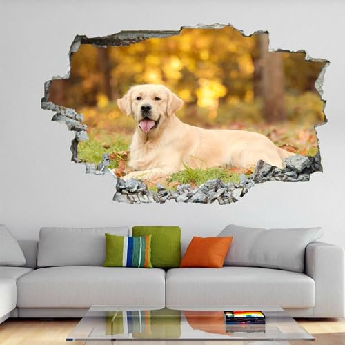 3D Wandaufkleber, Golden Retriever Durchbruch Wandtattoos Deko Wand Selbstklebend Herbstlandschaft, Wand Aufkleber Wanddurchbruch Wandsticker für Zuhause, Badezimmer, Schlafzimmer, Wohnzimmer 75x50cm 3D Wandaufkleber, Golden Retriever Durchbruch Wandtattoos Deko Wand Selbstklebend Herbstlandschaft, Wand Aufkleber Wanddurchbruch Wandsticker für Zuhause, Badezimmer, Schlafzimmer, Wohnzimmer 75x50cm von Kuletkear