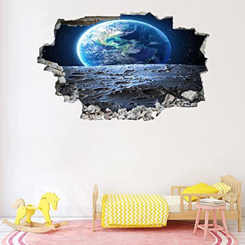 3D Wandaufkleber, Planet Durchbruch Wandtattoos Deko Wand Selbstklebend Planet B 90 x H 60 cm, Wand Aufkleber Wanddurchbruch Wandsticker für Zuhause, Badezimmer, Schlafzimmer, Wohnzimmer von Kuletkear