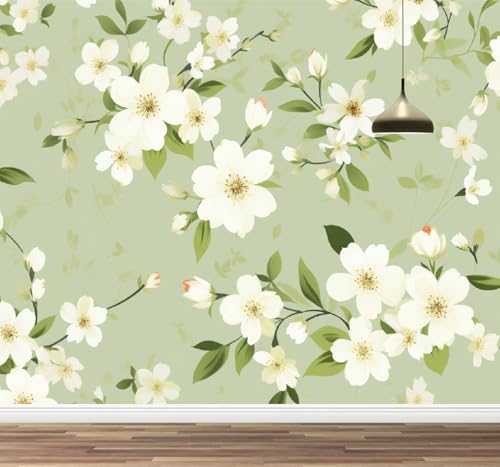 Blume Tapete zum Aufkleben und Abziehen Natürliche Pflanzen groß Wandbild Wandaufkleber für Wohnzimmer Schlafzimmer TV und Sofa Hintergrund Kinderzimmer 249x175cm von Kuletkear