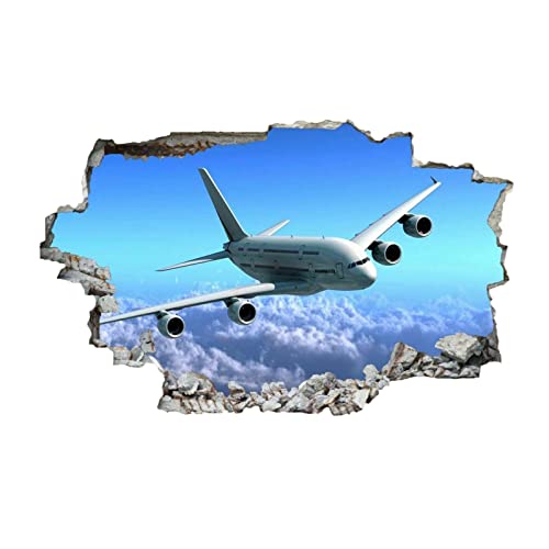 Flugzeug 3D Wandtattoo I Wandbild Himmel Wandaufkleber I Wandsticker Durchbruch Wolken Poster Fensterblick I Wand Deko Aufkleber für Wohnzimmer Schlafzimmer Küche Türaufkleber Flugzeug 3D Wandtattoo I Wandbild Himmel Wandaufkleber I Wandsticker Durchbruch Wolken Poster Fensterblick I Wand Deko Aufkleber für Wohnzimmer Schlafzimmer Küche Türaufkleber von Kuletkear